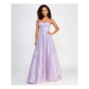Say Yes Juniors Sequin Embellished Sleeveless Gown Lavender/Iridescent Size 7/8